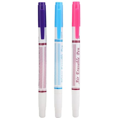 3 stuks wateruitwisbare pennen met dubbele kop voor doe-het-zelf naaiaccessoires voor stoffen, rood/blauw/paars white