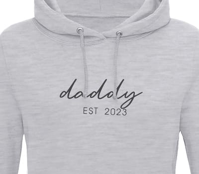 Hoodie heren met capuchon - Sweater heren capuchon - Cadeau papa - Cadeau papa kerst - Cadeau papa vaderdag - Daddy est 2023 - Lichtgrijs S