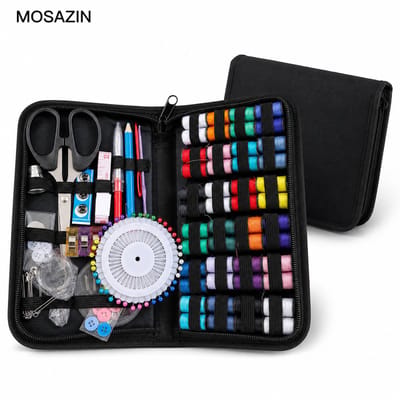 MOSAZIN Naaiset – Complete Naaikit met Opbergtas – Naaigerei Set voor Thuis, Hobby, Reizen en Kleding Reparatie – Zwart
