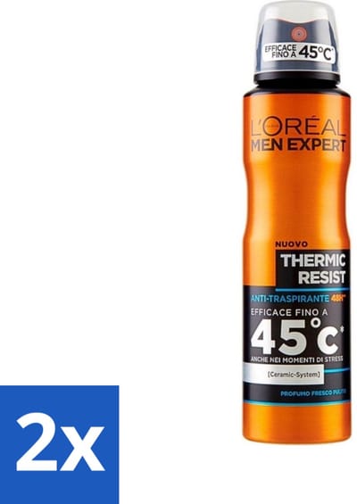 2 x L'Oréal Men Expert Deo Spray - Deodorant - Thermic Resist - 150 ml - Deodorant Spray - Thermic Resist - Transpiratie Bescherming - Frisheid - Geur Bescherming