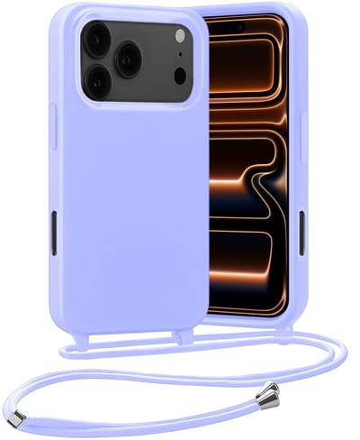 Hoesje Geschikt voor iPhone 17 Pro / 18 Pro Hoes Met Telefoonketting - Backcover Geschikt voor iPhone 17 Pro / 18 Pro Case Met Koord - Lila