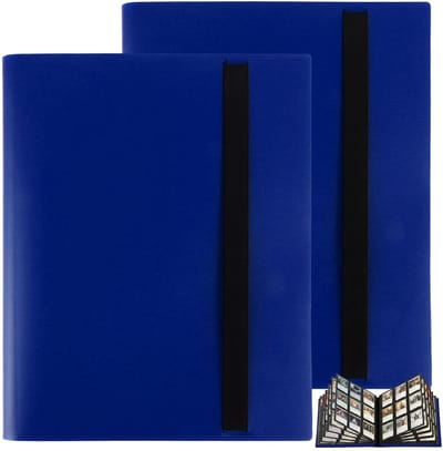 Dailygoods- Verzamelkaartenalbum 360 Vakken - 2 Stuks - Transparante Hoezen - Voor Speelkaarten/Minifoto's - Zakformaat 97 x 69 mm - Blauw - Kaartenalbum