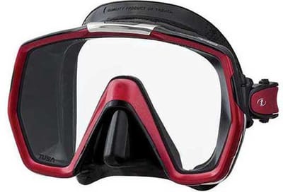 TUSA Freedom HD M1001QB – Premium snorkelmasker & duikbril van hypoallergeen siliconen met breed panoramisch zicht en één venster – Zwart/Rood – M1001QB MDR