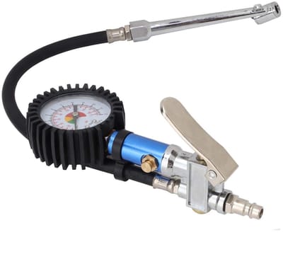 Dailygoods- Bandenspanningsmeter - 55 mm Dial - 0-12 bar Meetbereik - Zelfklevende Kop - Geschikt voor Auto/Fiets/Motor - Eenvoudig in Gebruik