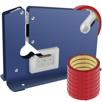 Metalen Zaksealer met 7 Zakafdichtingsband Handmatige Zaksealer Taper Dispenser met Trimmer Snijder Verpakking Afdichting Keukengadgets Praktisch Gebruik