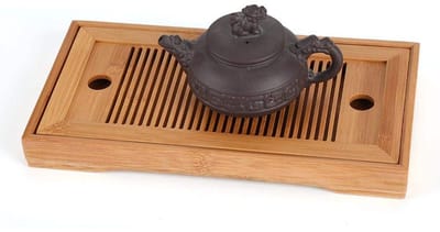 Dailygoods- Theetafel Bamboe - Elegante Gongfu Theetafel - Mini Vierkant Theebord - Wateropslagfunctie - Duurzaam Bamboemateriaal - Eenvoudig Schoon te Maken - Theeblad