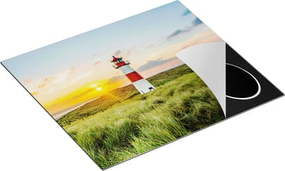 Chefcare Inductie Beschermer Vuurtoren met Zonsopgang op een Eiland - 60x50 cm - Afdekplaat Inductie - Kookplaat Beschermer - Inductie Mat