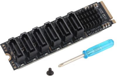 Store_9 - M.2 Naar SATA3.0 Adapterkaart - Harde Schijf Uitbreiding - Slimme Indicator - 6-poorts Uitbreidingskaart - PCIE3.0 - ASM1166 Chip