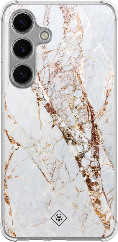 Casimoda® hoesje - Geschikt voor Samsung Galaxy S24 Plus - Marmer Goud - Shockproof case - Extra sterk - TPU/polycarbonaat - Goudkleurig, Transparant