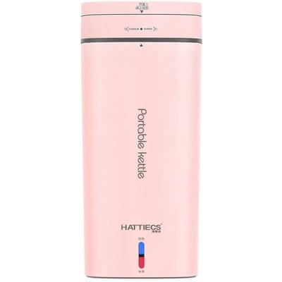 Bouilloire électrique portable 500 ml, thermos, ébullition rapide, chauffage d'extérieur, chaudière à eau isolante rose