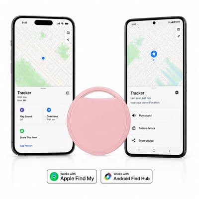 GPS Tracker - Werkt met Apple Find My & Android Find My Device - Locatie Tracker - Waterbestendig - Vervangbare batterij - Roze
