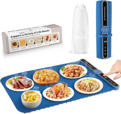 Verwarmingsplateau Inklapbaar - Warmhoudplaat Keuken - Buffet Warm Houden - 9 Temperatuurinstellingen - 60x38cm - Blauw