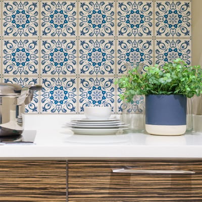 Zelfklevende tegelmuurstickers voor keuken en badkamer - 24 Delft Utrecht tegelstickers - 24 stickers 15x15cm