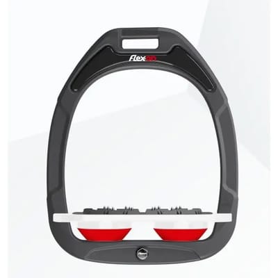 Platte Ultra Grip stijgbeugels Antraciet/Wit/Rood Flex-On Green Composite