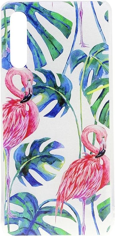 Shop4 - Geschikt voor Samsung Galaxy A50 Hoesje - Zachte Back Case Flamingo en Bladeren Transparant