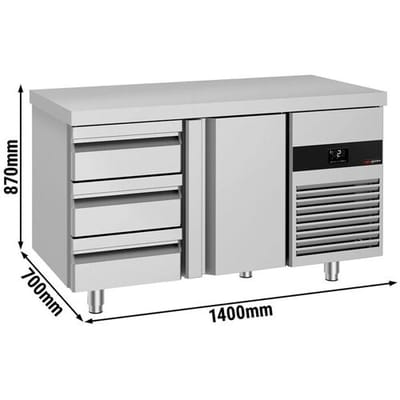 GGM Gastro Kühltisch PREMIUM - 1400x700mm - mit 1 Tür - 3 Schubladen