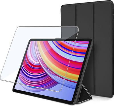 Geschikt voor Xiaomi Poco Pad 12.1 & Redmi Pad Pro 12.1 - Hoesje + Screenprotector – Gehard Glas Cover + Shock Proof Case - Zwart