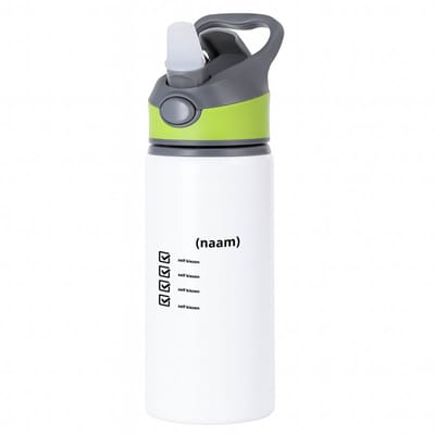 Hacebo® - recept voor koffie eigen keuze en met je eigen naam waterfles met rietje groen - koffie drinkers/liefhebbers - eigen koffie recept - verjaardagscadeau - cadeau - kado - geschenk - verjaardag - collega's - water fles - 650ML