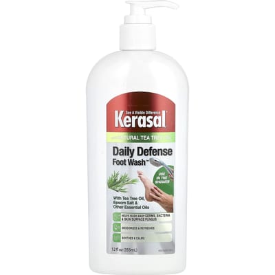Kerasal, Daily DefenseFoot Wash™, avec huile d'arbre à thé, sel d'Epsom et autres huiles essentielles, 12 fl oz (355ml)