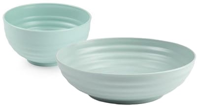 Plasticforte onbreekbaar servies kommetjes - groen - kunststof - 13 x 7 cm en 19 x 5 cm - 12x stuks - Camping - Keuken
