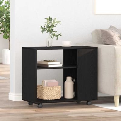vidaXL - Bijzettafel - zwart - eiken - 70x35x60,5 - cm - bewerkt - hout