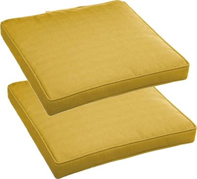 Hesperide stoelkussens - 2x - binnen/ buiten stoelen - geel - 40x4 cm - water en uv-bestendig