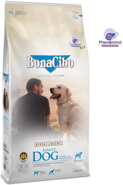Bonacibo 15 Kg Economic Dog Kip & Rijst met Ansjovis - Hypoallergeen Hondenvoer -Hondenbrokken
