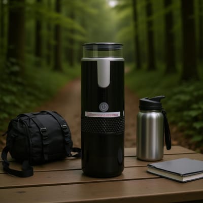 Cafetière Portable Rechargeable par USB Sans Fil pour Café Moulu Capsules black
