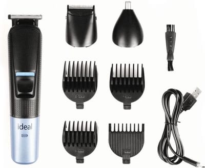 IDEAL Draadloze Tondeuse Mannen Oplaadbaar - Draadloos Trimmer - Haartrimmer - Baardtrimmer Mannen - USB Oplaadbaar - Ruis Onderdrukking - Stainless Steel - Cadeau -Zwart