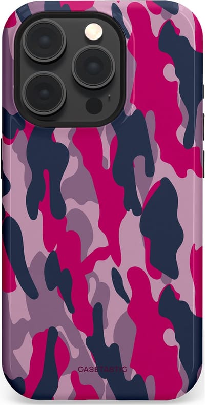 Casetastic hoesje geschikt voor Apple iPhone 15 Pro - MagSafe - Dubbellaagse bescherming - Urban Pink Camo - Fashion Case - Lila Roze Donkergrijs Grijs
