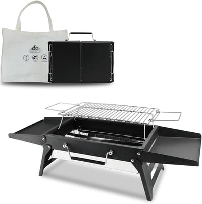 Ploutos® Tafel Bbq Houtskool - Houtskool BBQ - Houtskool Barbecue - Zwart - 23cm x 35cm x 8cm