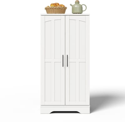 Wit MDF Dubbeldeurs Opbergkast Keuken Woonkamer 60×40×120cm