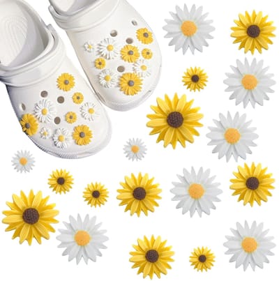 Charms voor Volwassenen, 18PCS Schattige Daisy Schoen Charms voor Clogs Schoen Decoratie Charm Accessoires voor Vrouwen
