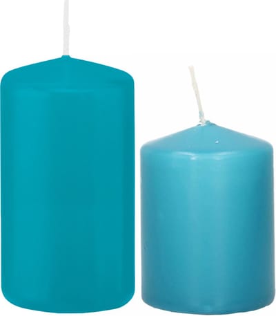 Trend Candles - Stompkaarsen set 4x stuks turquoise blauw 8 en 12 cm