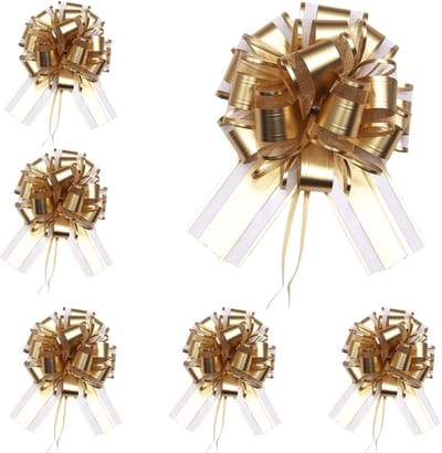 Grote Gouden Trekstrikken voor Cadeaus - 6 Stuks, Perfect voor Verpakking en Decoratie, Luxe Cadeau Bogen voor Feestelijke Gelegenheden