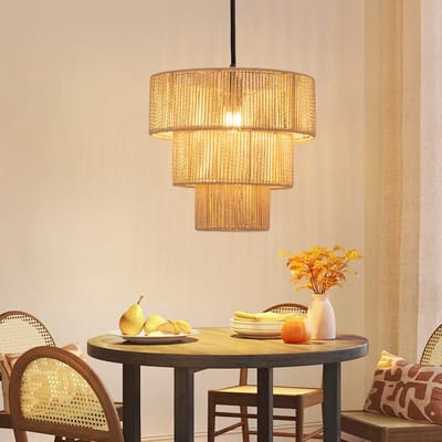 NETTLIFE Hanglamp Rotan - 1-Lichts - E27 - Eettafel Hanglamp - Ø35cm - Boho Hangend Eetkamerlamp - voor Keuken | Hal | Woonkamer | Bar | Restaurant-excl. lichtbron