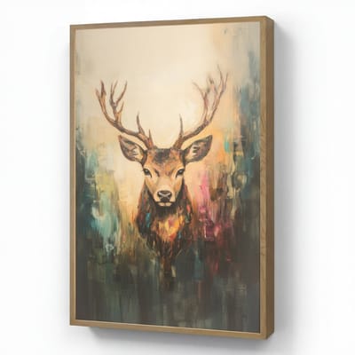 Wandlamp 70x100 cm - Oplaadbaar - Hert - Geverfd - Gewei - Bruin - Wandlampen binnen woonkamer - Slaapkamer lamp - Decoratieve nachtlamp - Vloerlamp draadloos