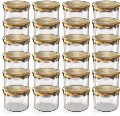 Oputec 24x 230ml inmaakpotten / voorraadpotten TO Ø 82 mm– glazen jampotten – metalen schroefdeksel goud – conservenpotten