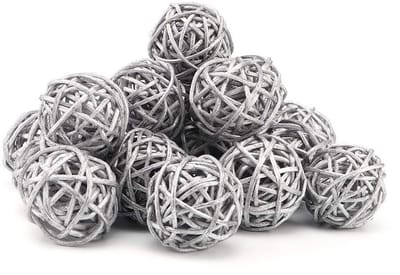 Dailygoods- Rotanballen 20 Stuks - Wicker Decoratie Ballen - Wanddecoratie - Vaas Vulling - Boomdecoratie - Verlichtingsdecoratie - Afmetingen 3 x 3 cm - Decoratieballen