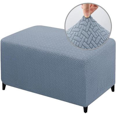 4 Maatopties Rechthoekige Jacquard Ottomaanse Hoes Rekbare Duurzame Voetenbank Bank Kruk Hoes Wasbare Meubel Beschermhoes Kruk Hoes Small lichtgrijze kleur