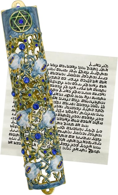 Mezuzah met Rol voor Deur, Enamel en Zink Legering, Gekleurde Geschilderde Kosjere Mezuzah Scroll voor Joodse Decoratie en Geschenken, Perfect voor Feestdagen