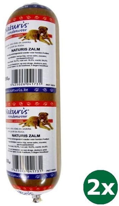 2x650 gr Naturis houdbaar zalm hondenvoer