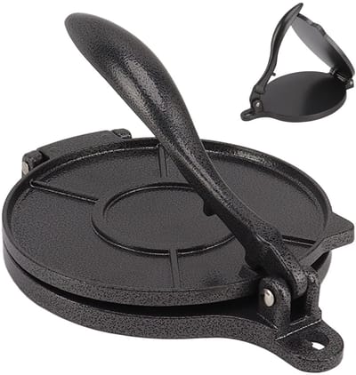 Dailygoods- Tortillapers Aluminium Legering - Multifunctionele Pers - Voor Bloem Tortilla - Voedselveilig - Gebruiksvriendelijk - 16 cm - Deegroller