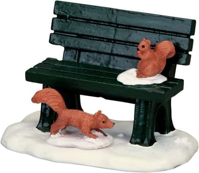 Parkbank Winter - Tuinbank Winterdecoratie - Kerstdorp Bouwen - Handgeschilderd - 6.5 cm breed - Groen
