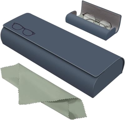 Brillen Etui - Hardcase Brillendoos - Veilige Opslag - Premium PU Leer - 16.4 cm Lengte - Donkerblauw