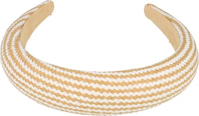 Haarsoires Haarband Diadeem 3,5cm – Dik Gevuld – Geweven Streepprint Stof – Wit Bruin - Comfortabel voor Dames & Meisjes - Universele Maat