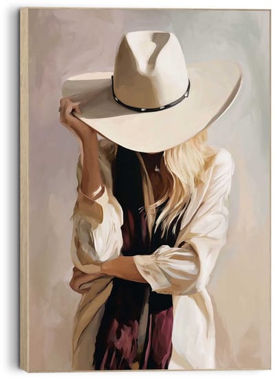 Schilderij Western vrouw - 60 x 90 - Hout - REINDERS
