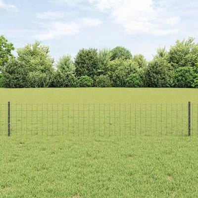 vidaXL - Euro-hek - met - palen - 10 - x - 0,4 - m - PVC-Coated - Staal - Grijs - Mesh