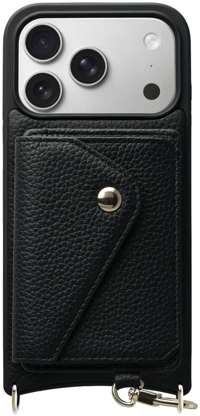 AVY Leren Hoesje Geschikt voor Apple iPhone 17 Pro | Met Magnetische Kaarthouder | Compatibel met MagSafe | Leather Case met Wallet | Zwart