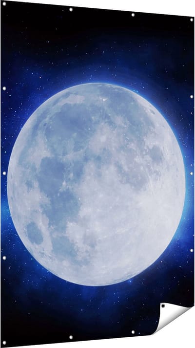 Gards Tuinposter Volle Maan in de Ruimte - 120x180 cm - Tuindoek - Tuindecoratie - Wanddecoratie buiten - Tuinschilderij